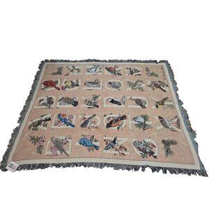 Bird Alphabet Throw Blanket Manual Woodworkers & Weavers 100% Cotton Made In USA